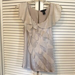 White House Black Market Cream Ruffle Top